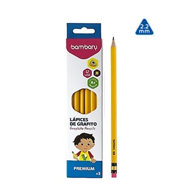 Lápiz Carbón Premiun Triangular 12/1 Bambary  1010/002