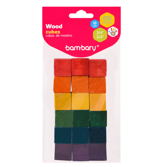 CUBOS DE MADERA MULTICOLOR  18 UNT BAMBARY  [1505/050]
