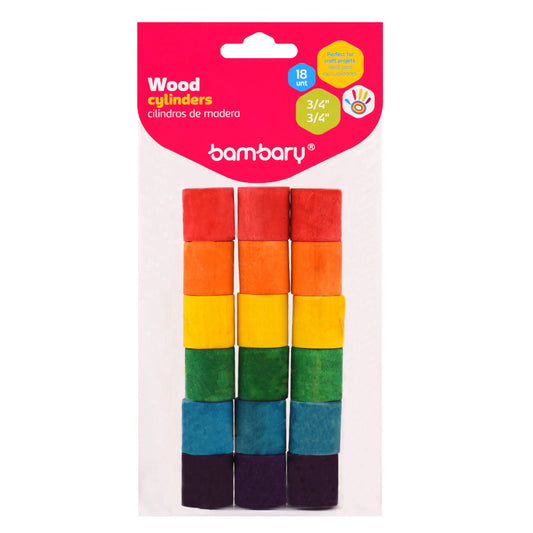 CILINDROS DE MADERA  MULTICOLOR  18 UNT BAMBARY  [ 1510/050]
