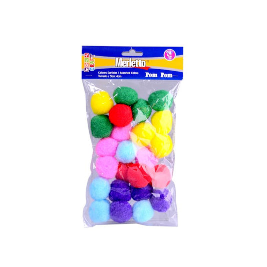 Pom Pom Colores Surtidos 4cm 24/1 Merletto 1572