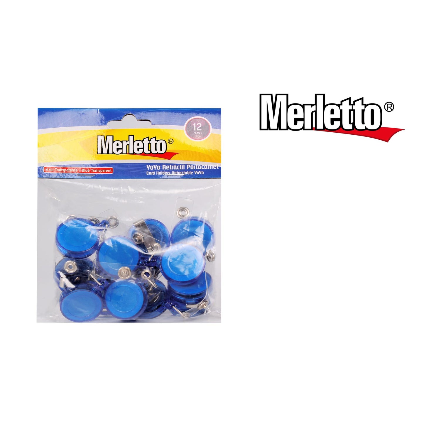 Yoyo Retráctil Portacarnet Azul Transparente 12/1 Merletto 1761