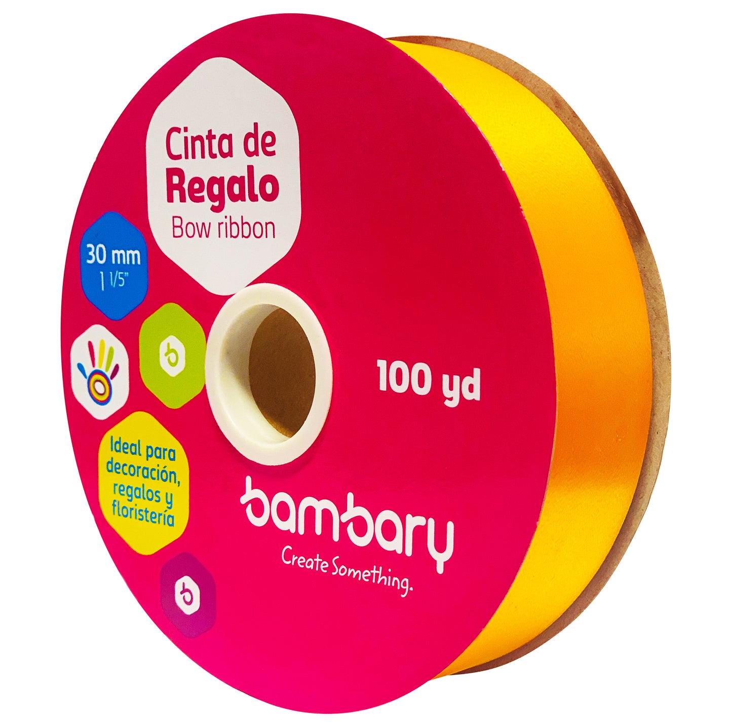 CINTA PLASTICA DORADA 100 Y BAMBARY 30 mm [1030/215]