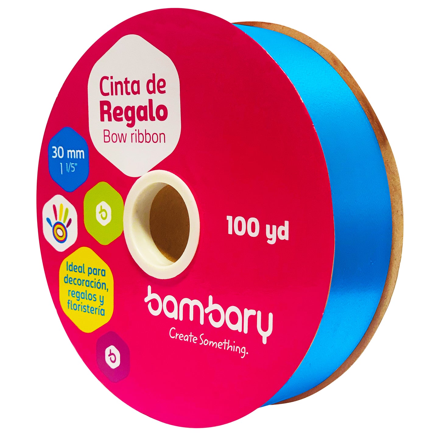 CINTA PLASTICA AZUL 100 Y BAMBARY 30 mm CIAN  [1030/405]