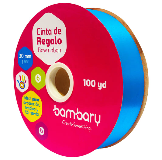 CINTA PLASTICA AZUL 100 Y BAMBARY 30 mm CIAN  [1030/405]