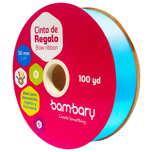 CINTA PLASTICA AZUL CLARO 100 Y  BAMBARY 30 mm [1030/445]