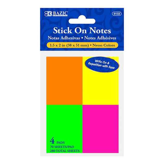 Post It Neon 4 Colores Bazic [5132]