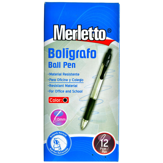 Bolígrafo Caja 12/1 Negro Merletto 780-144104009