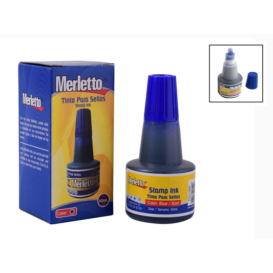 Tinta para Sellos Azul 30ml Merletto