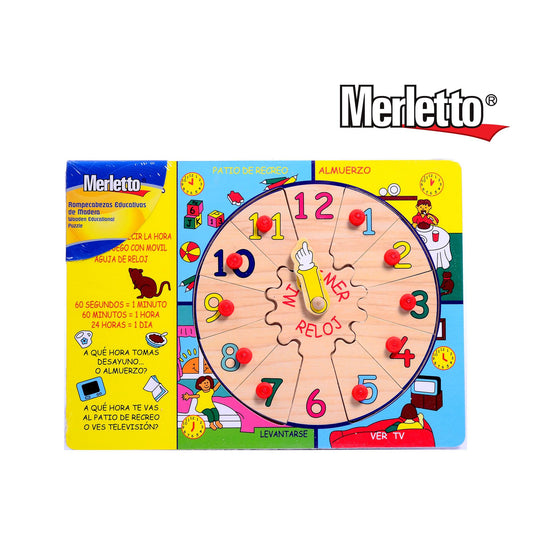 Juego Educativo Madera  Reloj Ensalte