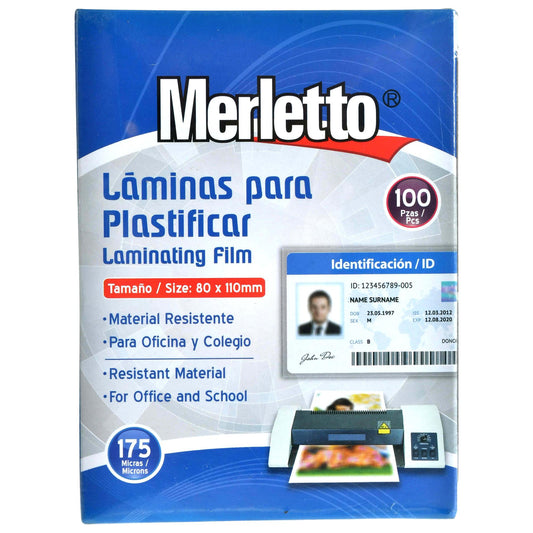 Láminas para Plastificar   80x100mm 100/1 Merletto