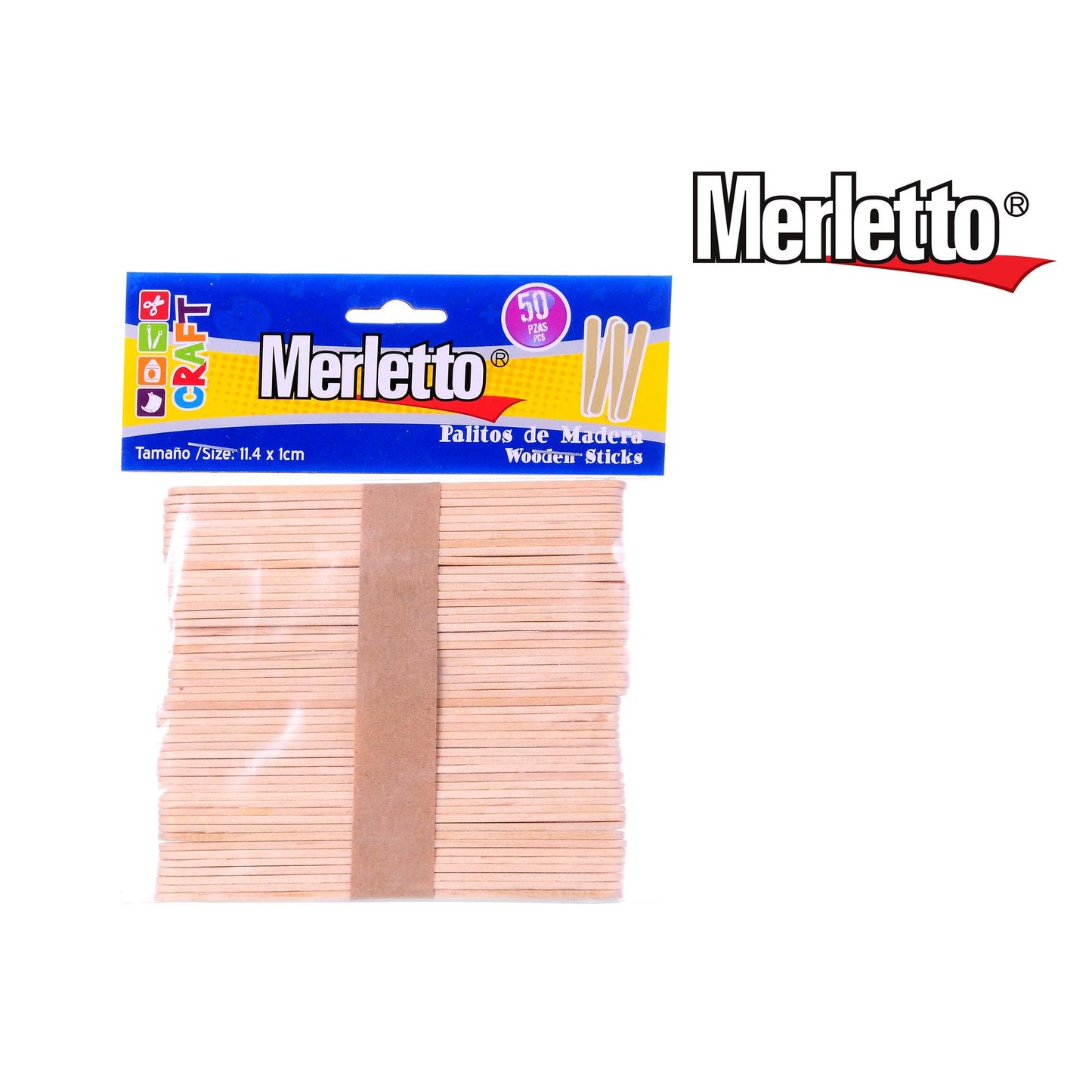 Palitos de Madera Natural Finos  50/1 Merletto 785-78522757